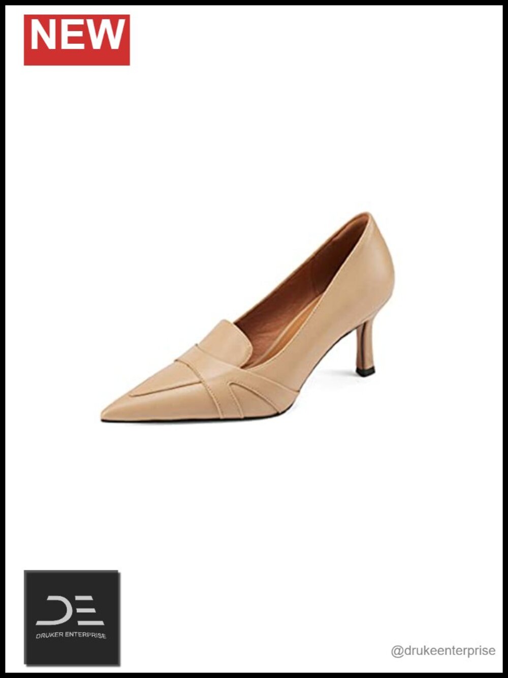 Genuine Leather Stiletto Heel Pumps, Slip On, Pointed Toe, Handmade, Women's